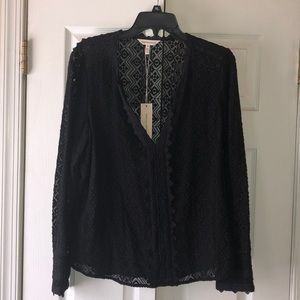 Black lace long sleeve shirt from Rebecca Taylor